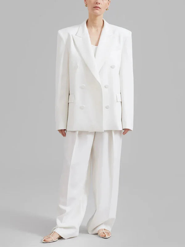 Briana - Blazer blanco oversize de doble botonadura