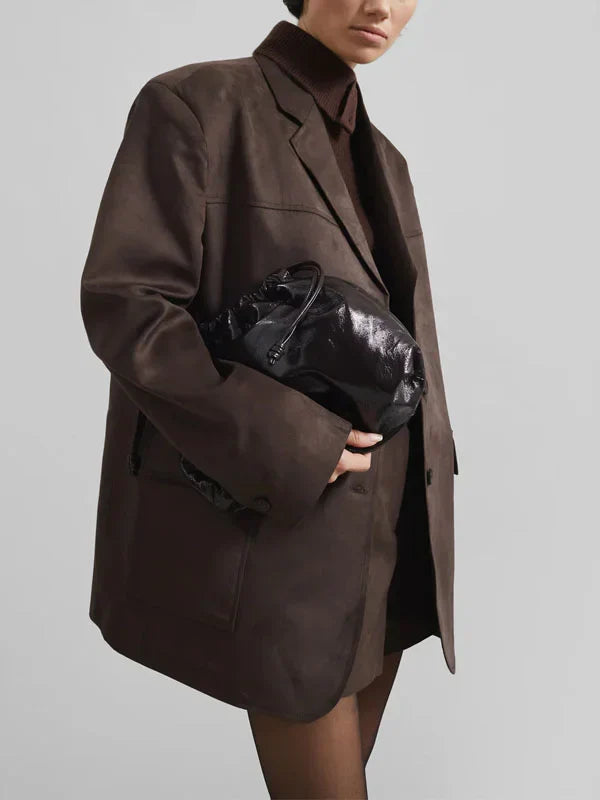 Xiomara - Blazer marrón de gamuza oversize