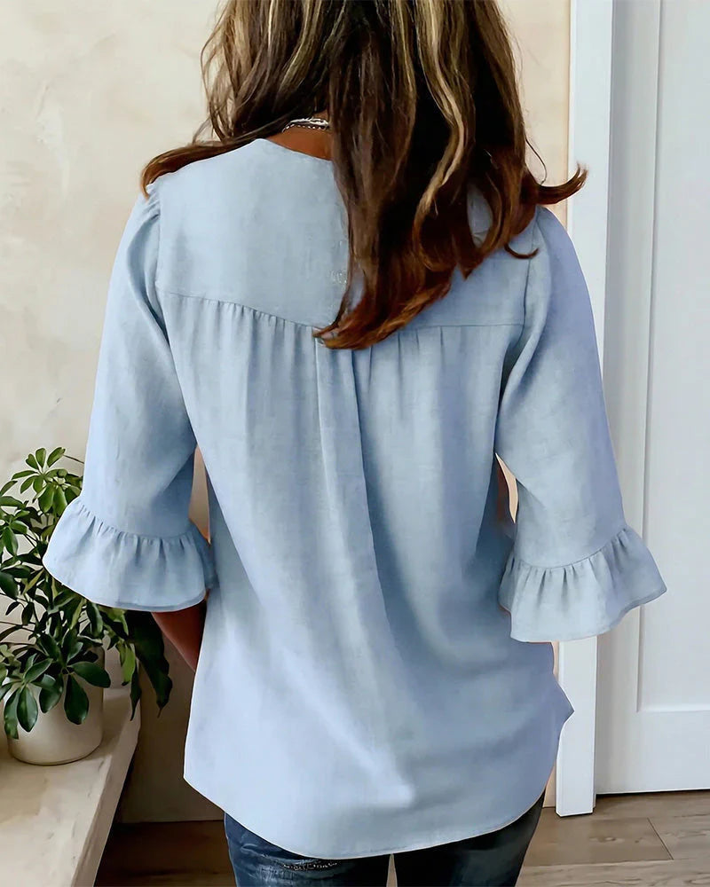 Denise - Blusas de algodón y lino con botones