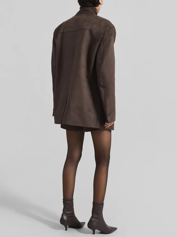 Xiomara - Blazer marrón de gamuza oversize