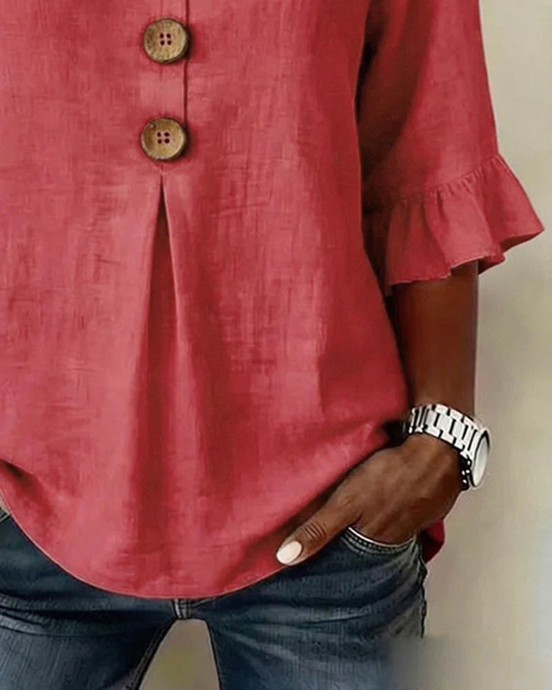Denise - Blusas de algodón y lino con botones