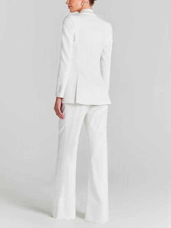 Priscila - Blazer blanco de un botón con cuello plisado