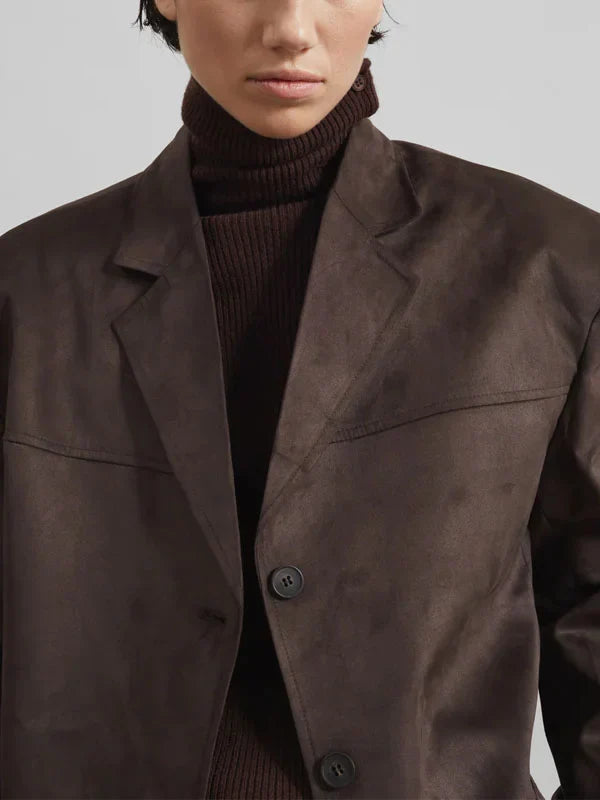 Xiomara - Blazer marrón de gamuza oversize
