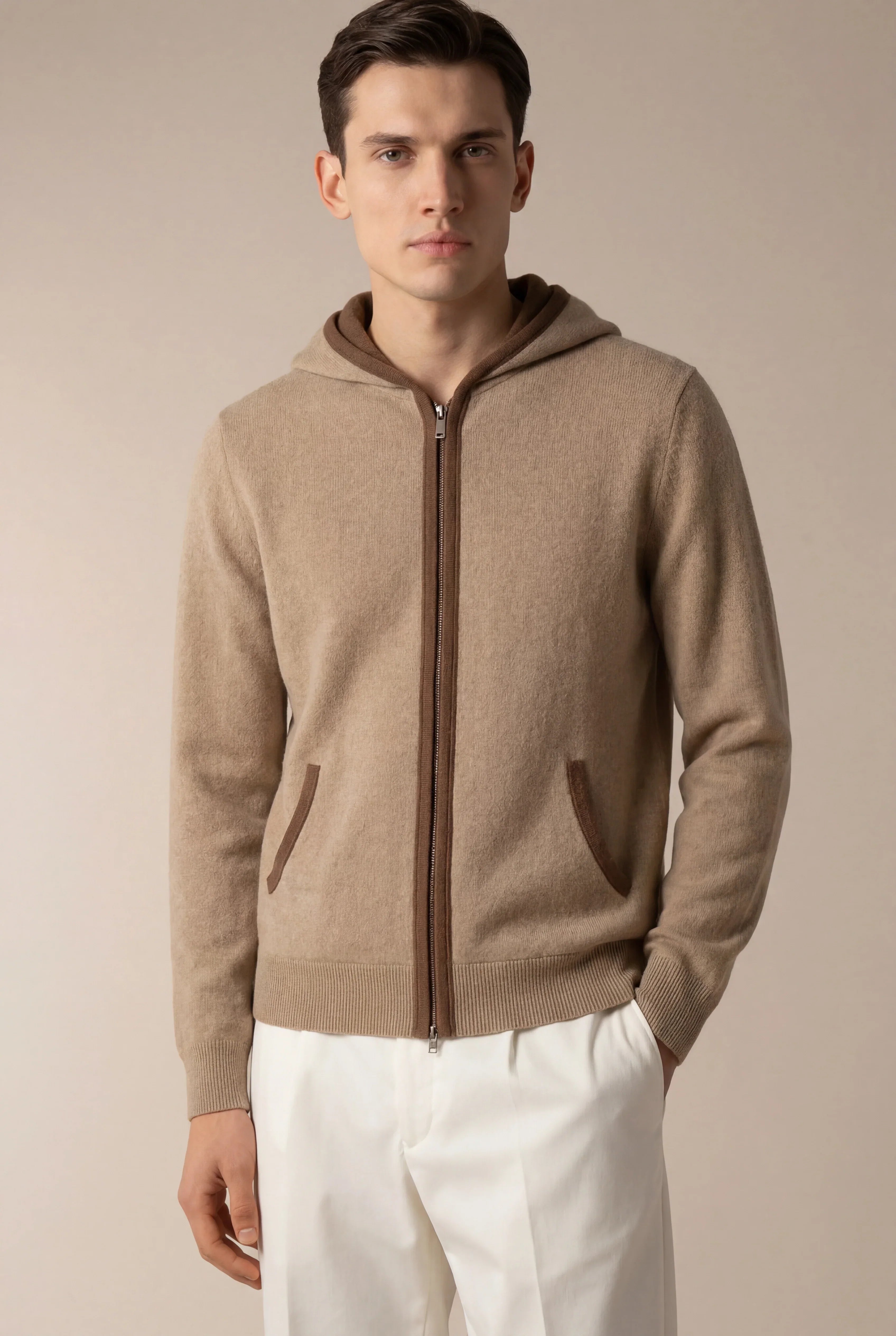 Brian - Sudadera con capucha Santoni Extrafine Color Crema