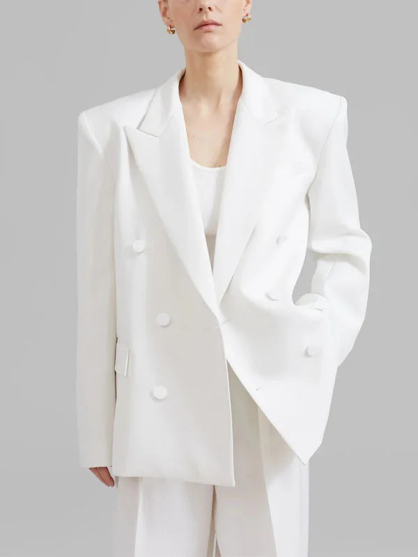 Briana - Blazer blanco oversize de doble botonadura