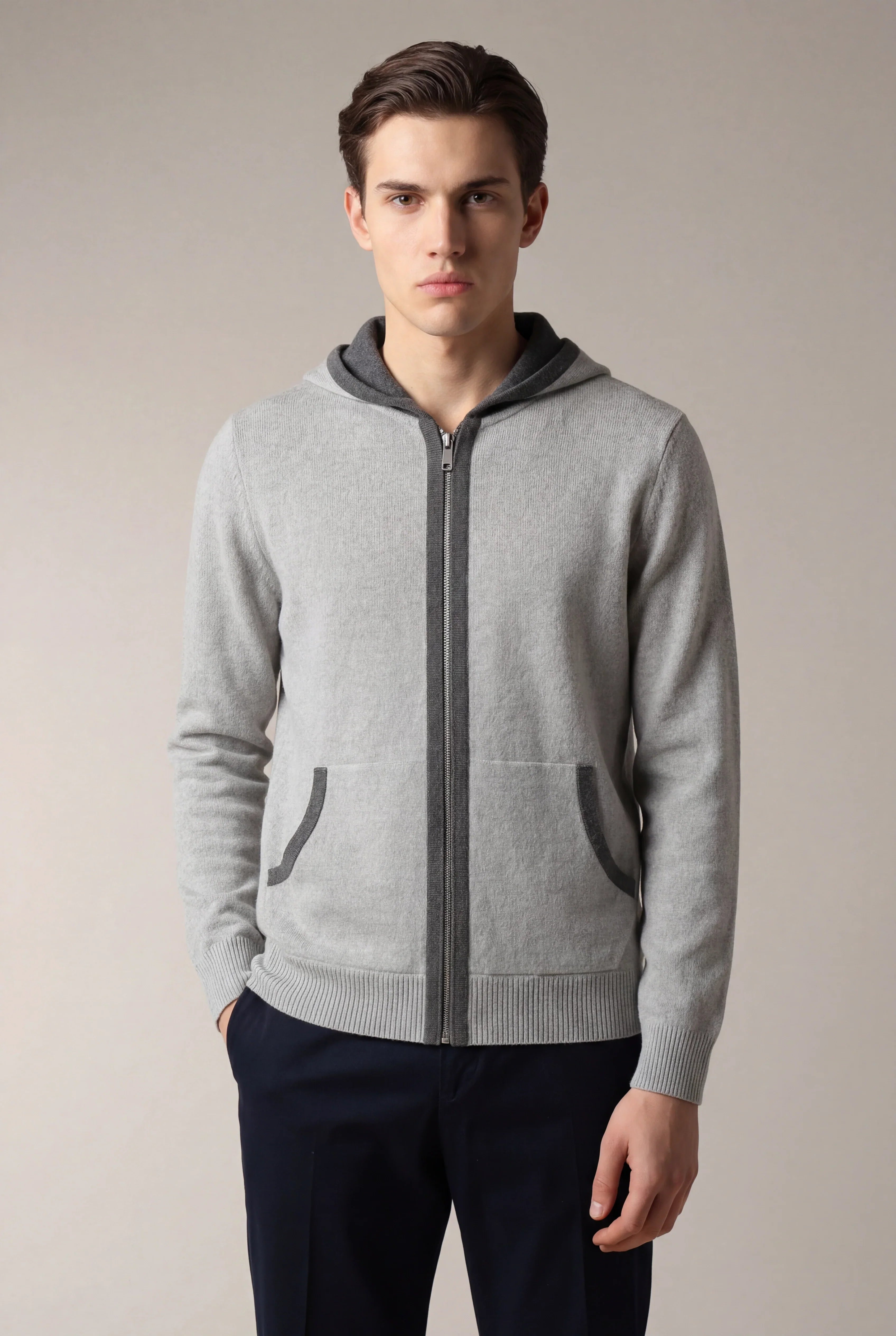 Lucio - Sudadera con capucha Santoni Extrafine Gris