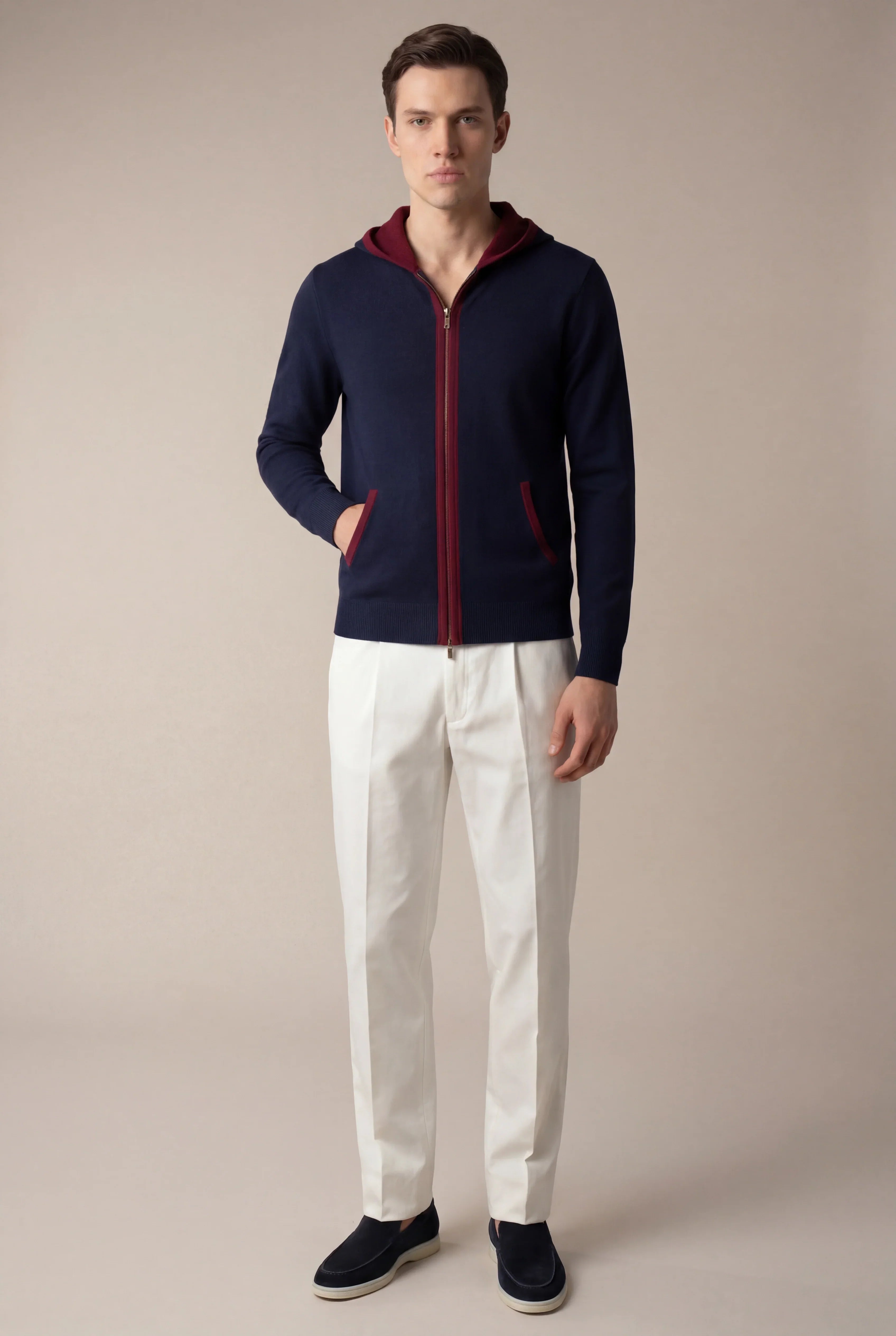 Octavio - Sudadera con capucha Santoni Extrafine Azul Marino