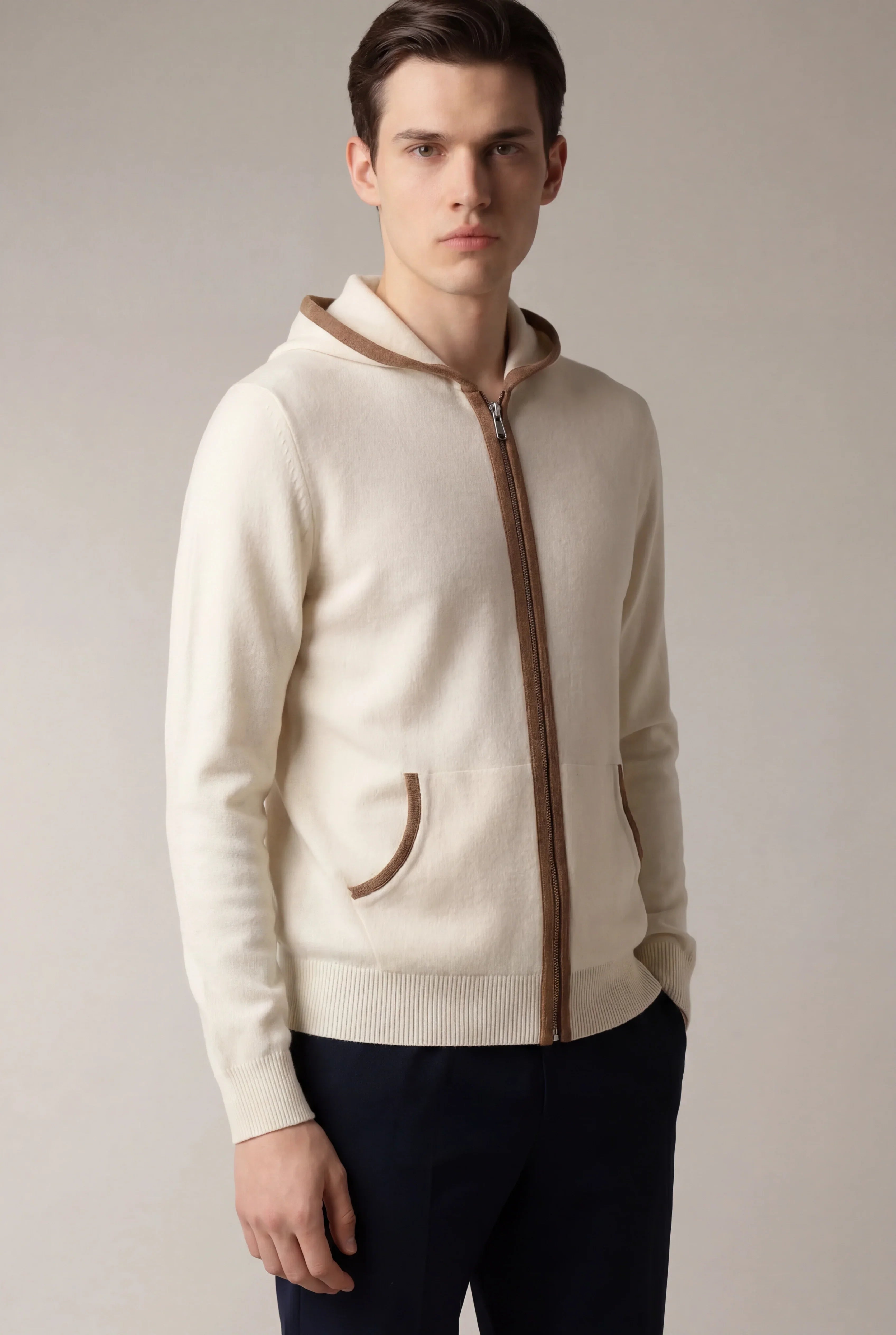 Milton - Sudadera con capucha Santoni Extrafine Color Crema