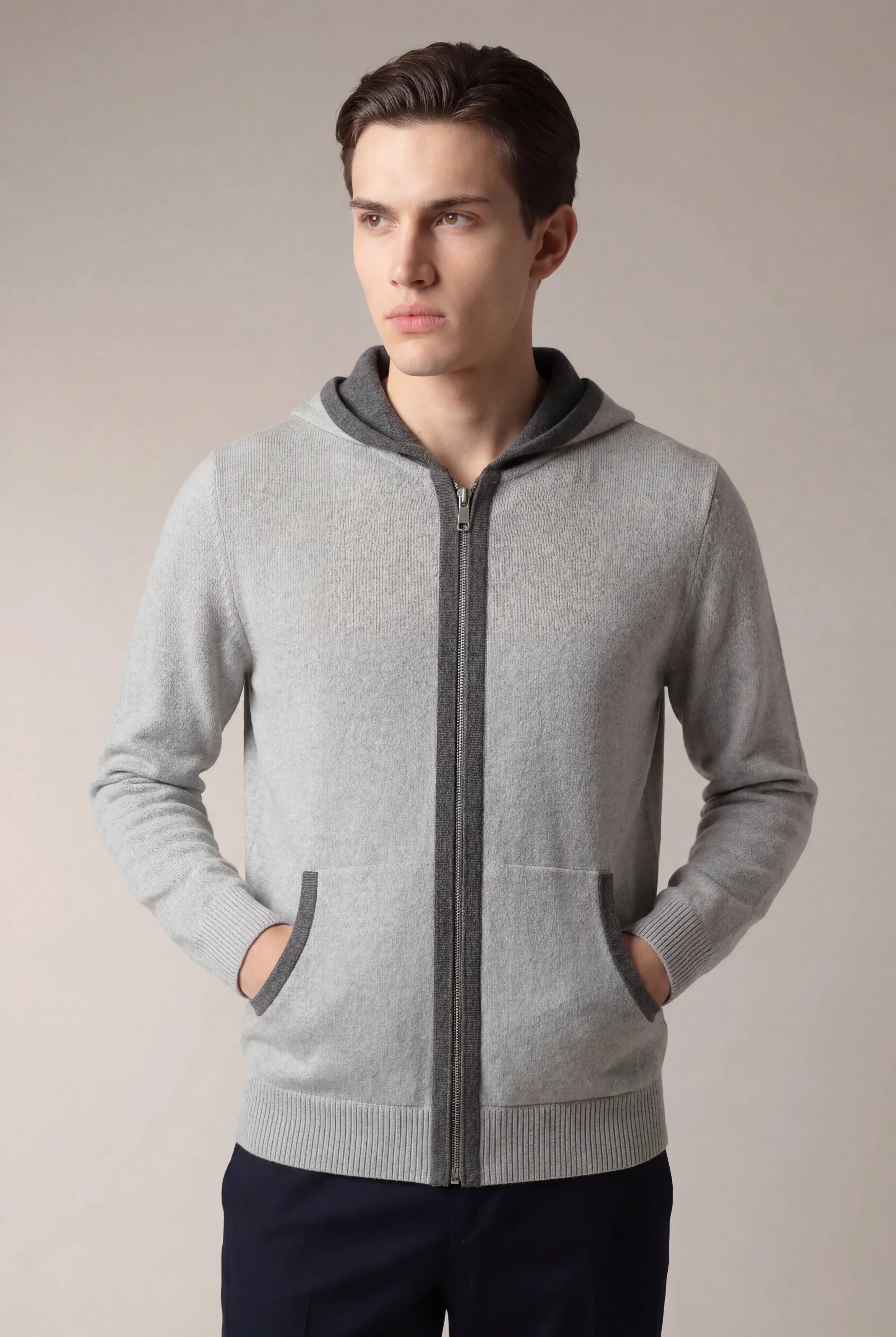 Lucio - Sudadera con capucha Santoni Extrafine Gris