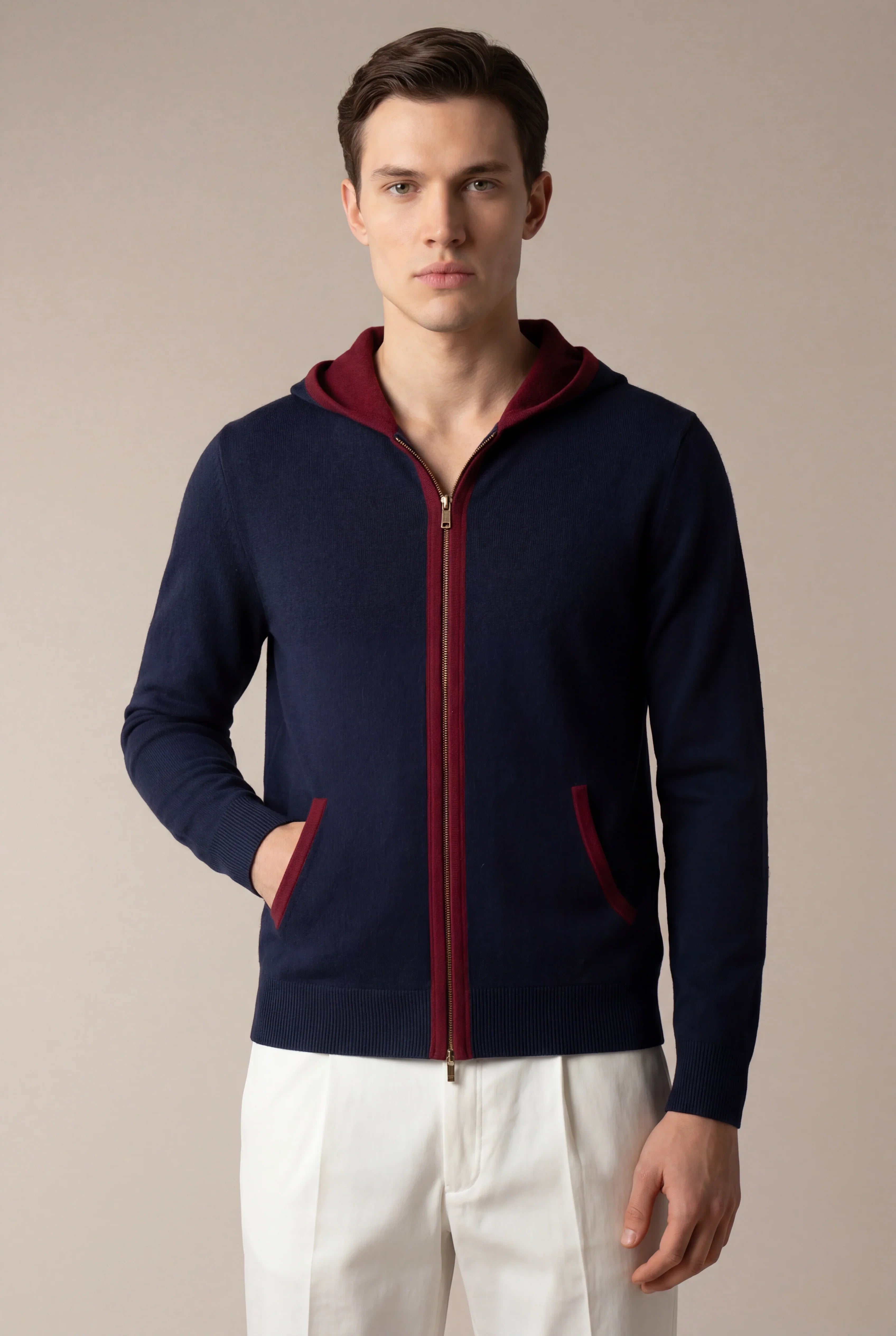 Octavio - Sudadera con capucha Santoni Extrafine Azul Marino