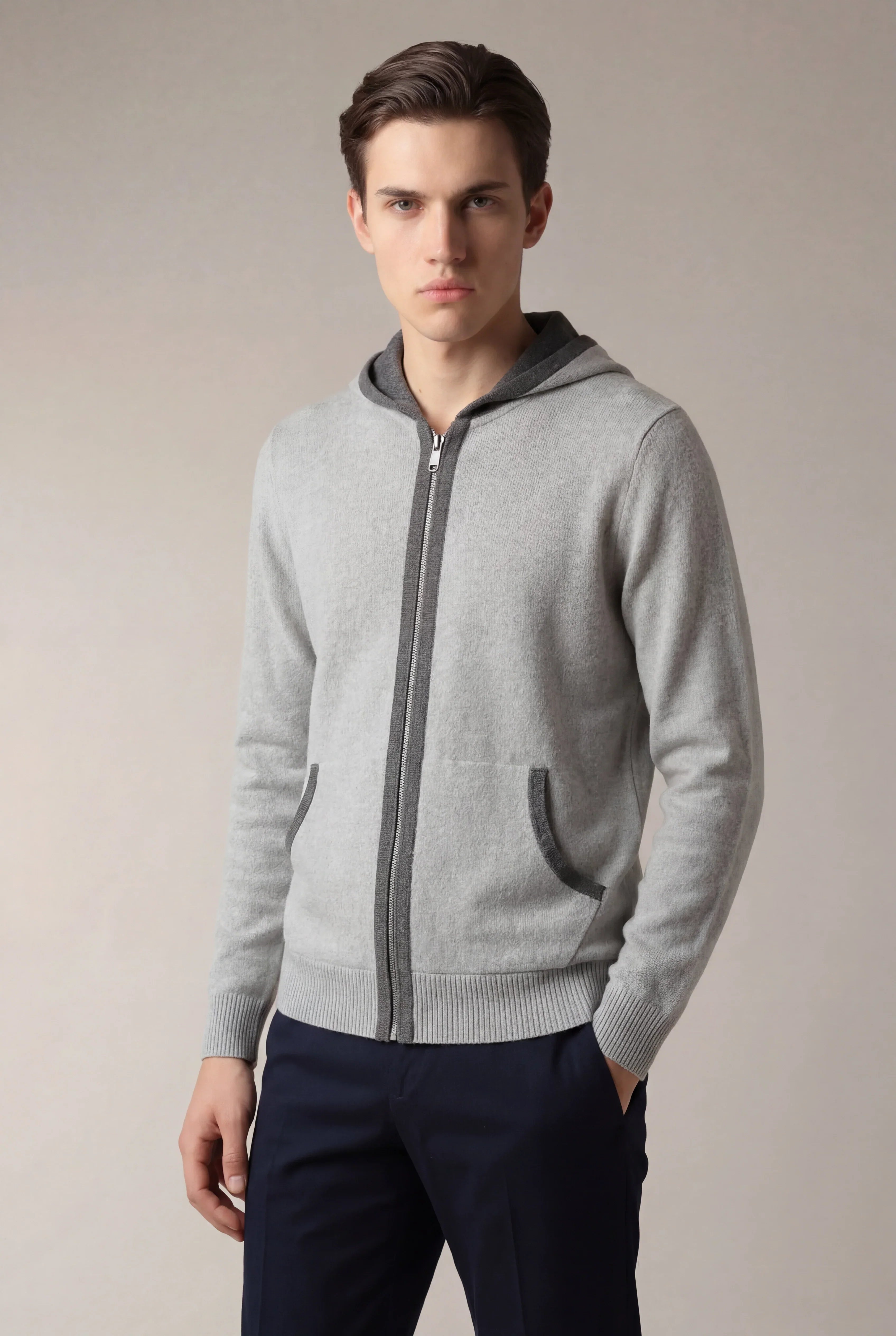 Lucio - Sudadera con capucha Santoni Extrafine Gris