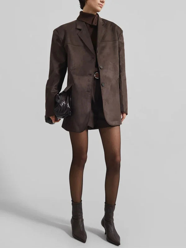 Xiomara - Blazer marrón de gamuza oversize