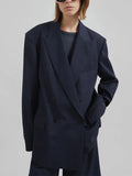 Renata - Blazer de doble botonadura azul marino