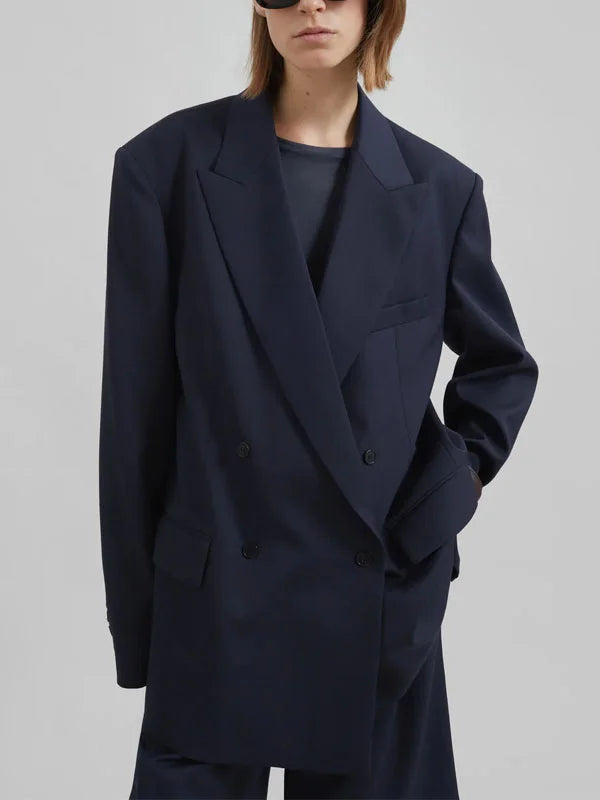 Renata - Blazer de doble botonadura azul marino