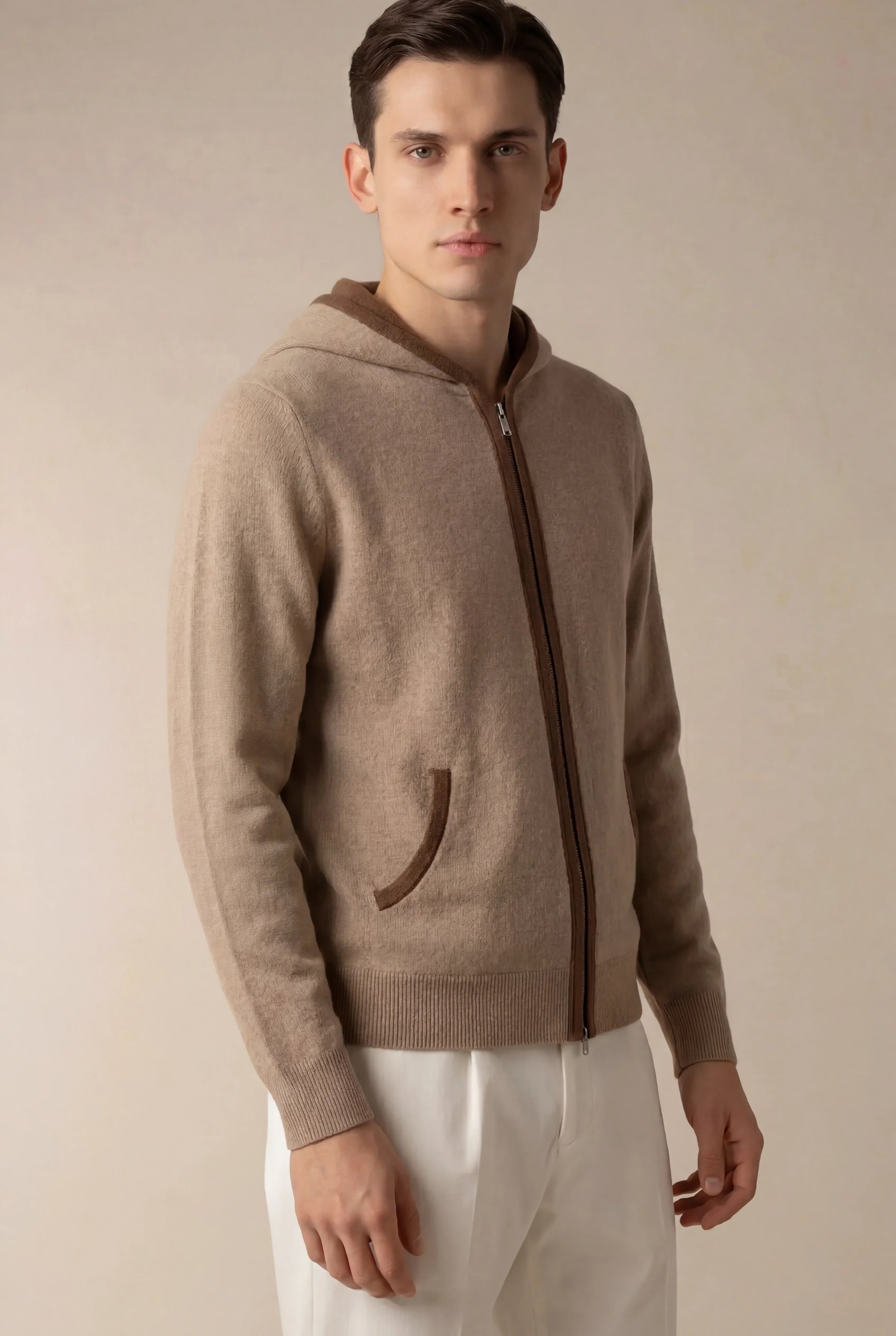 Brian - Sudadera con capucha Santoni Extrafine Color Crema