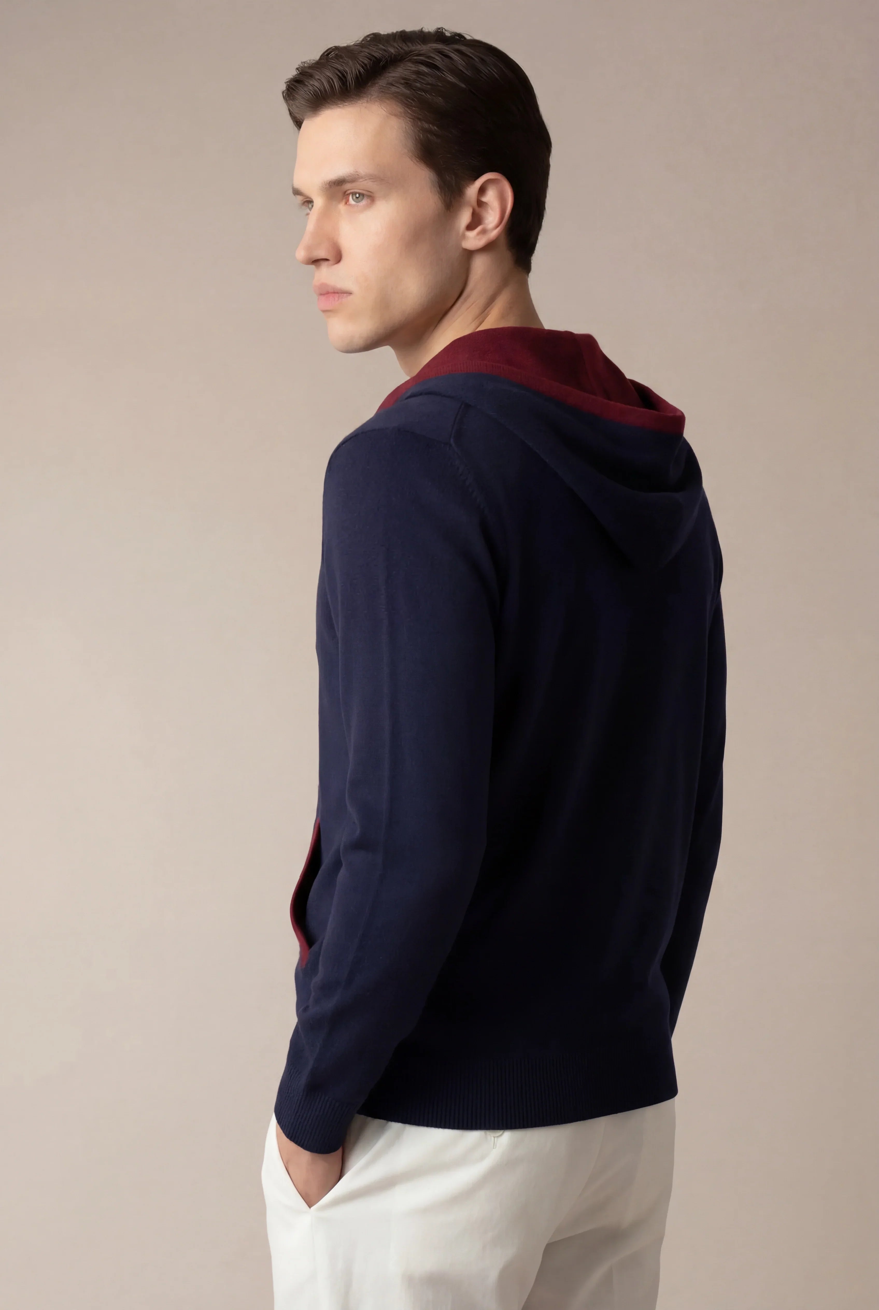 Octavio - Sudadera con capucha Santoni Extrafine Azul Marino