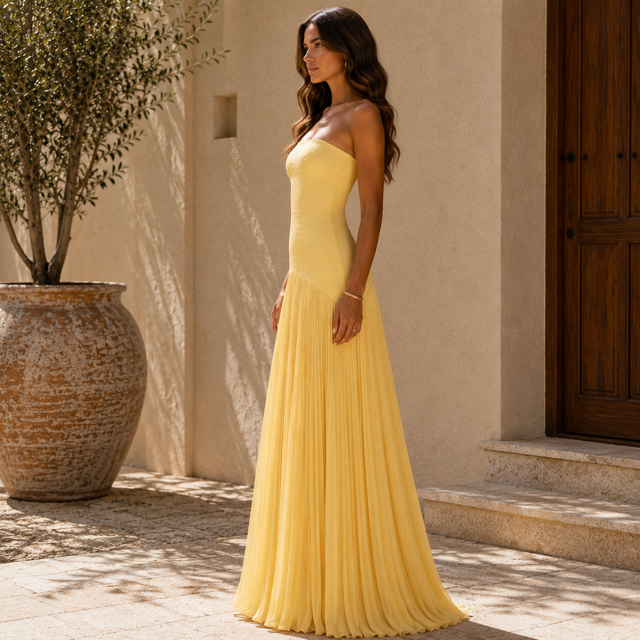 Josefina - Vestido con diseño de hombros descubiertos