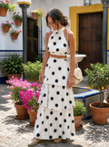 Pilar - Conjunto top y falda larga de lunares