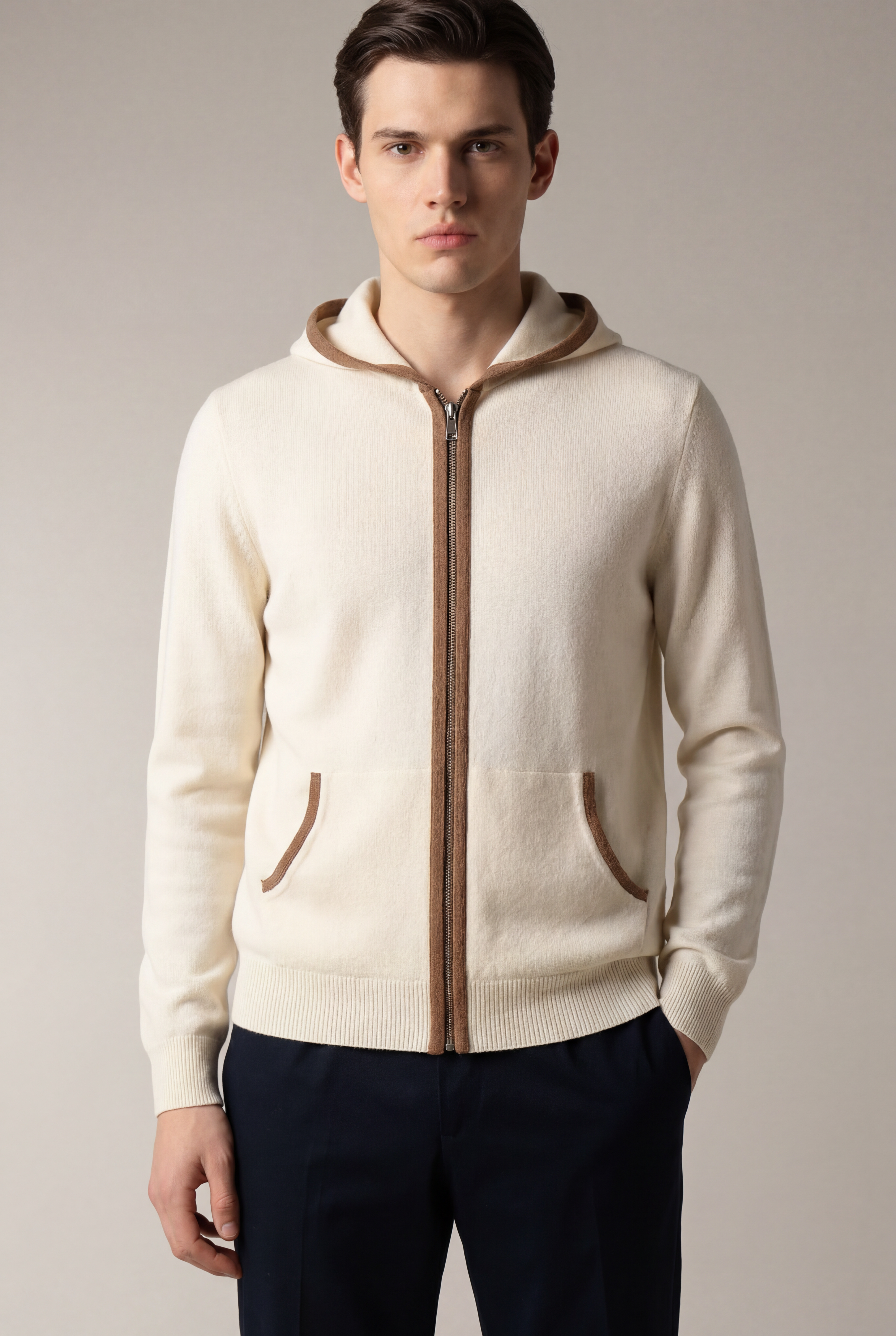 Milton - Sudadera con capucha Santoni Extrafine Color Crema