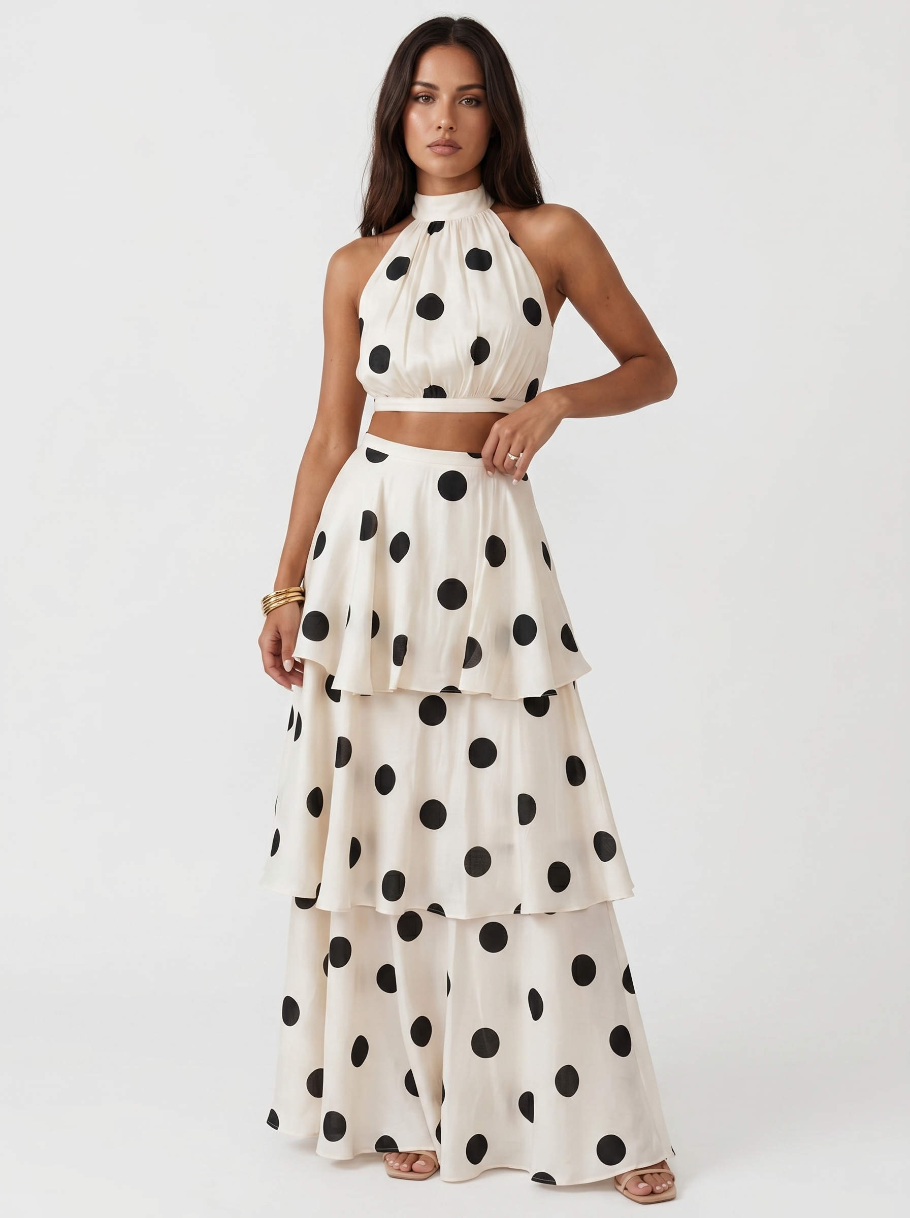 Pilar - Conjunto top y falda larga de lunares