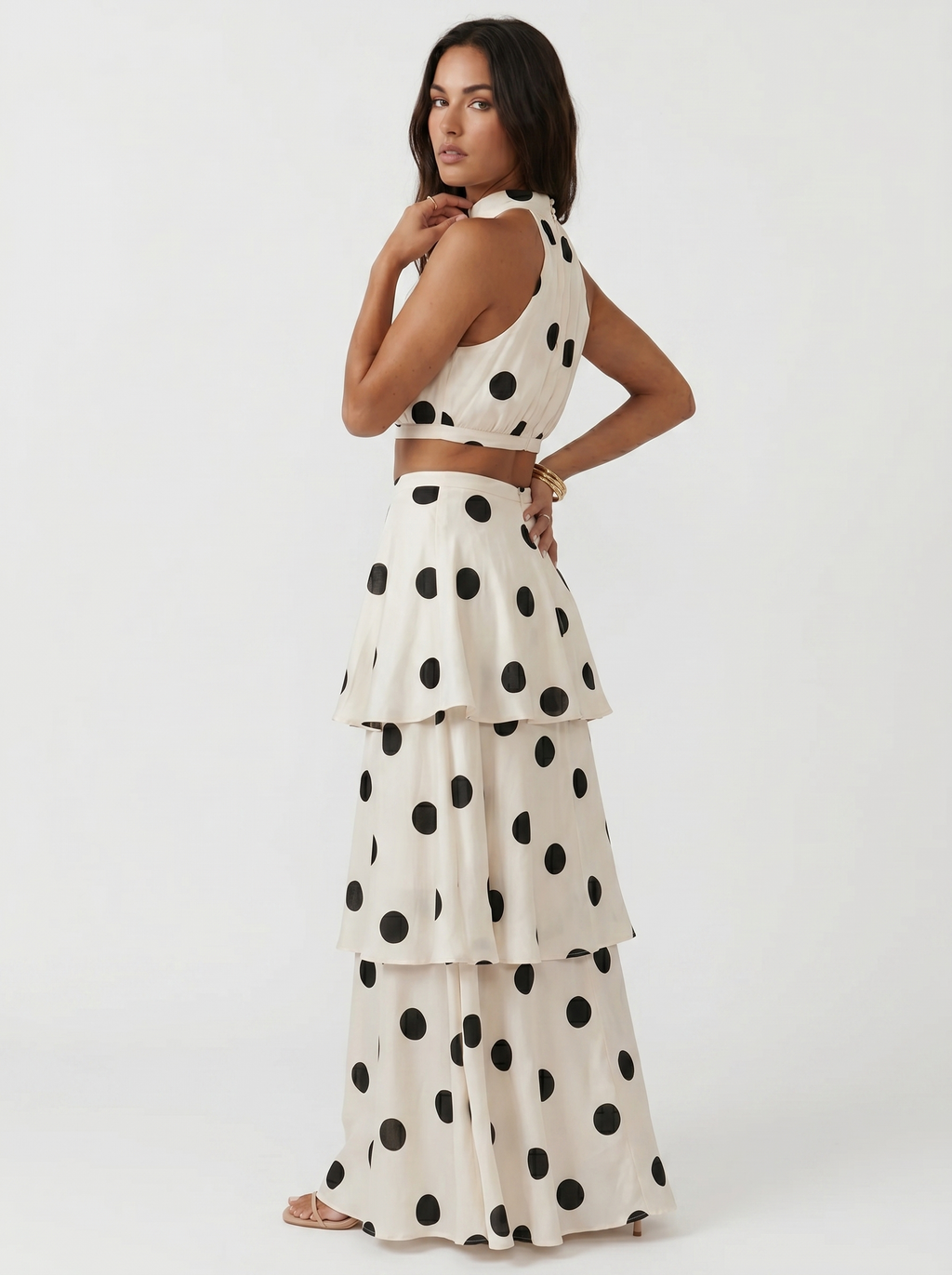 Pilar - Conjunto top y falda larga de lunares