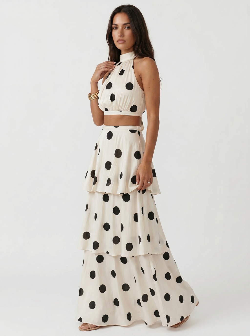 Pilar - Conjunto top y falda larga de lunares