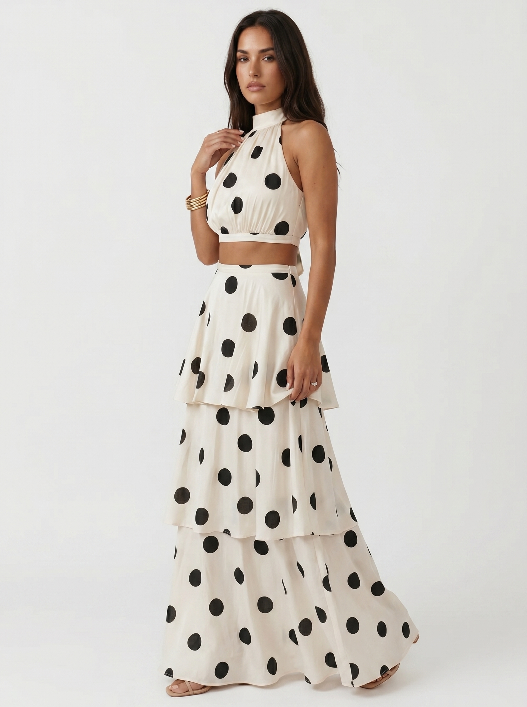 Pilar - Conjunto top y falda larga de lunares