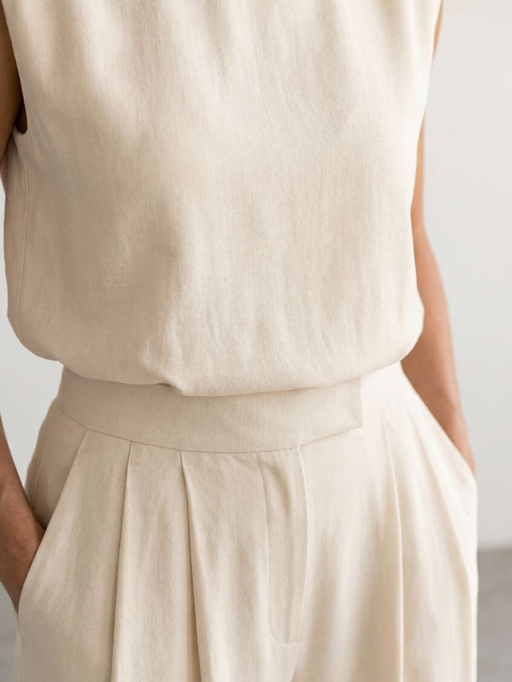 Clara - Conjunto fluido de top estructurado y pantalón ancho