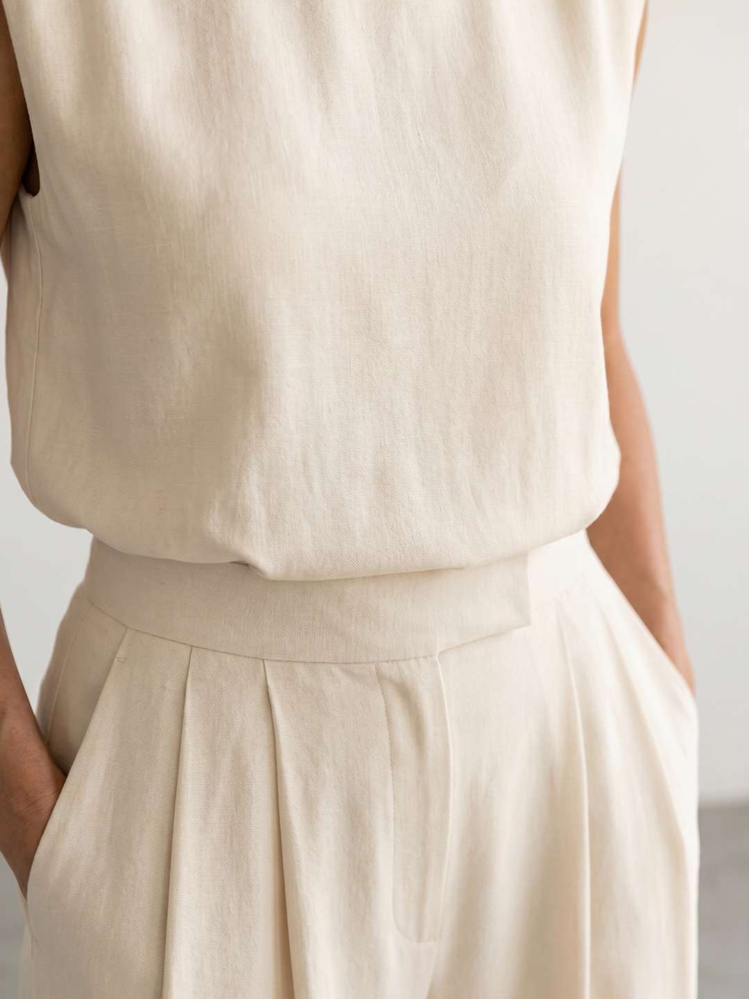 Clara - Conjunto fluido de top estructurado y pantalón ancho
