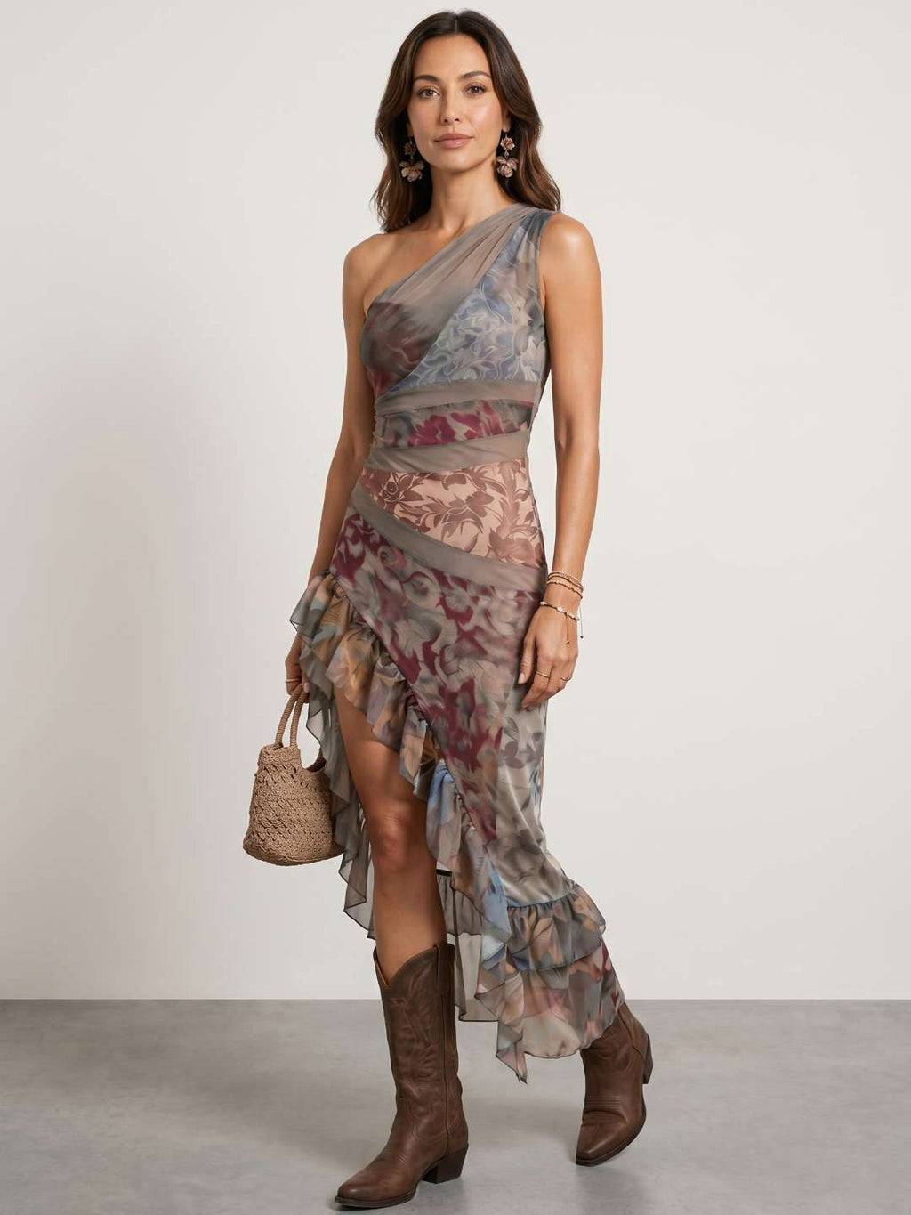 Ana - Vestido tul estampado volantes