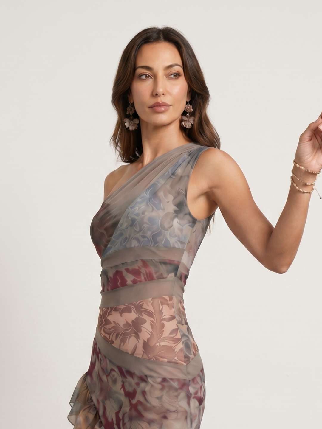 Ana - Vestido tul estampado volantes