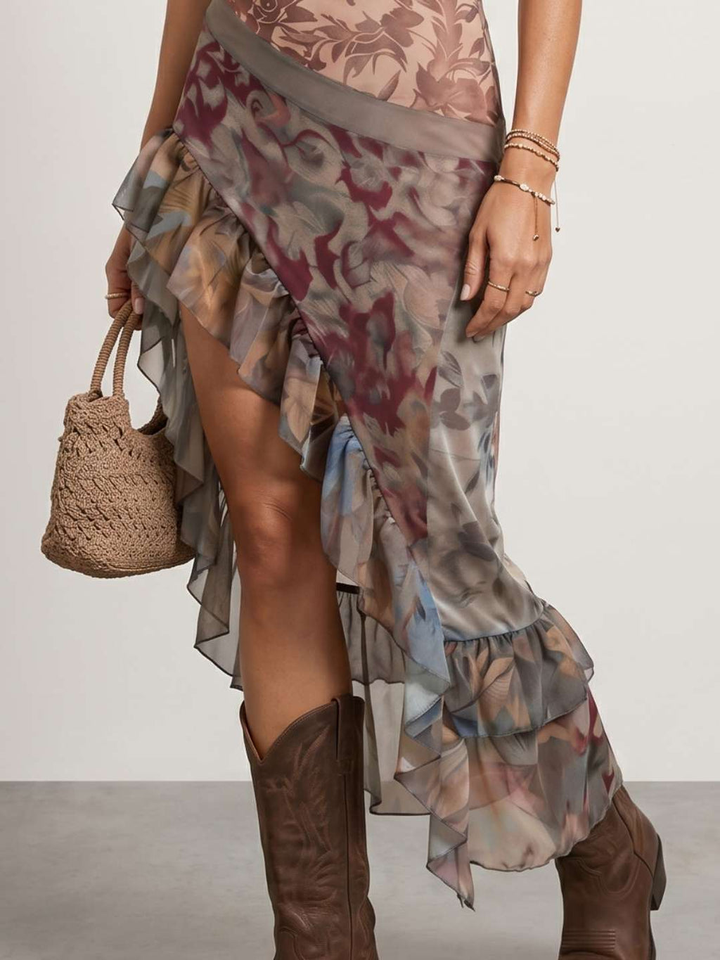 Ana - Vestido tul estampado volantes
