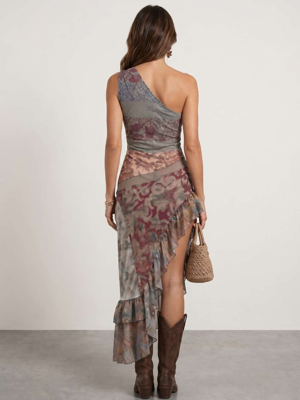 Ana - Vestido tul estampado volantes