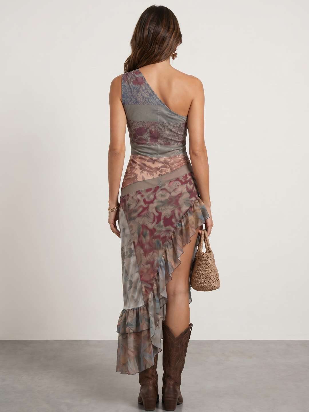 Ana - Vestido tul estampado volantes