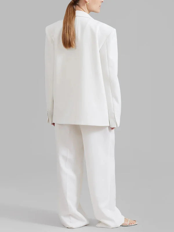 Briana - Blazer blanco oversize de doble botonadura