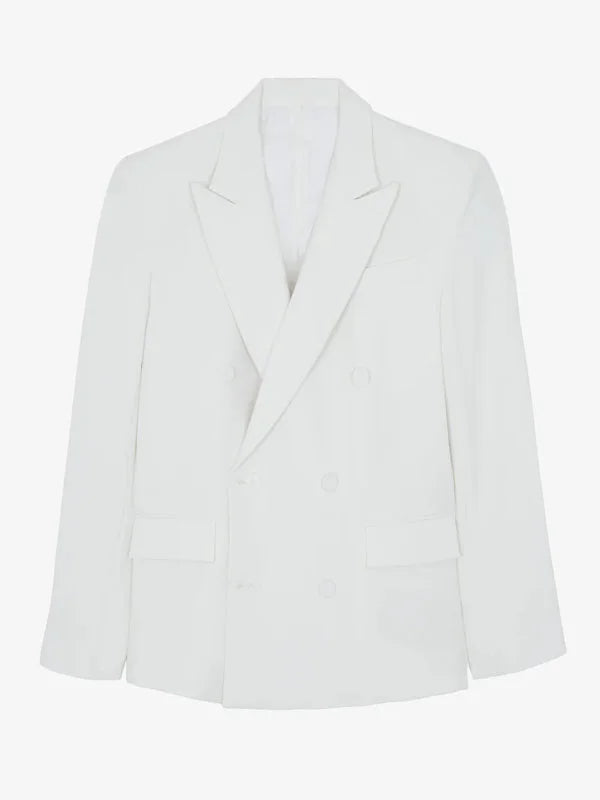 Briana - Blazer blanco oversize de doble botonadura