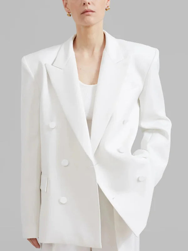 Briana - Blazer blanco oversize de doble botonadura