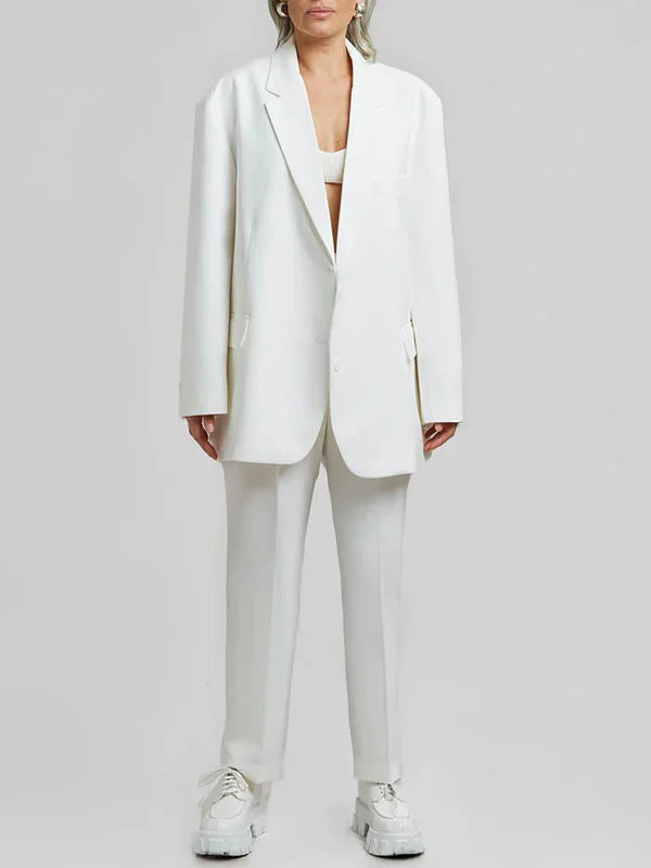 Noelia - Blazer oversize de líneas limpias color blanco