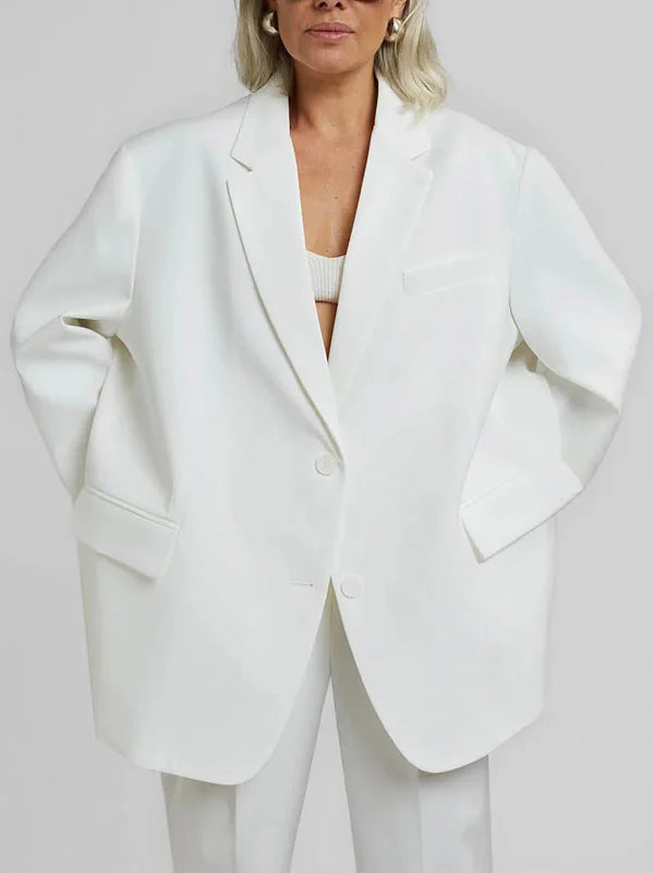 Noelia - Blazer oversize de líneas limpias color blanco