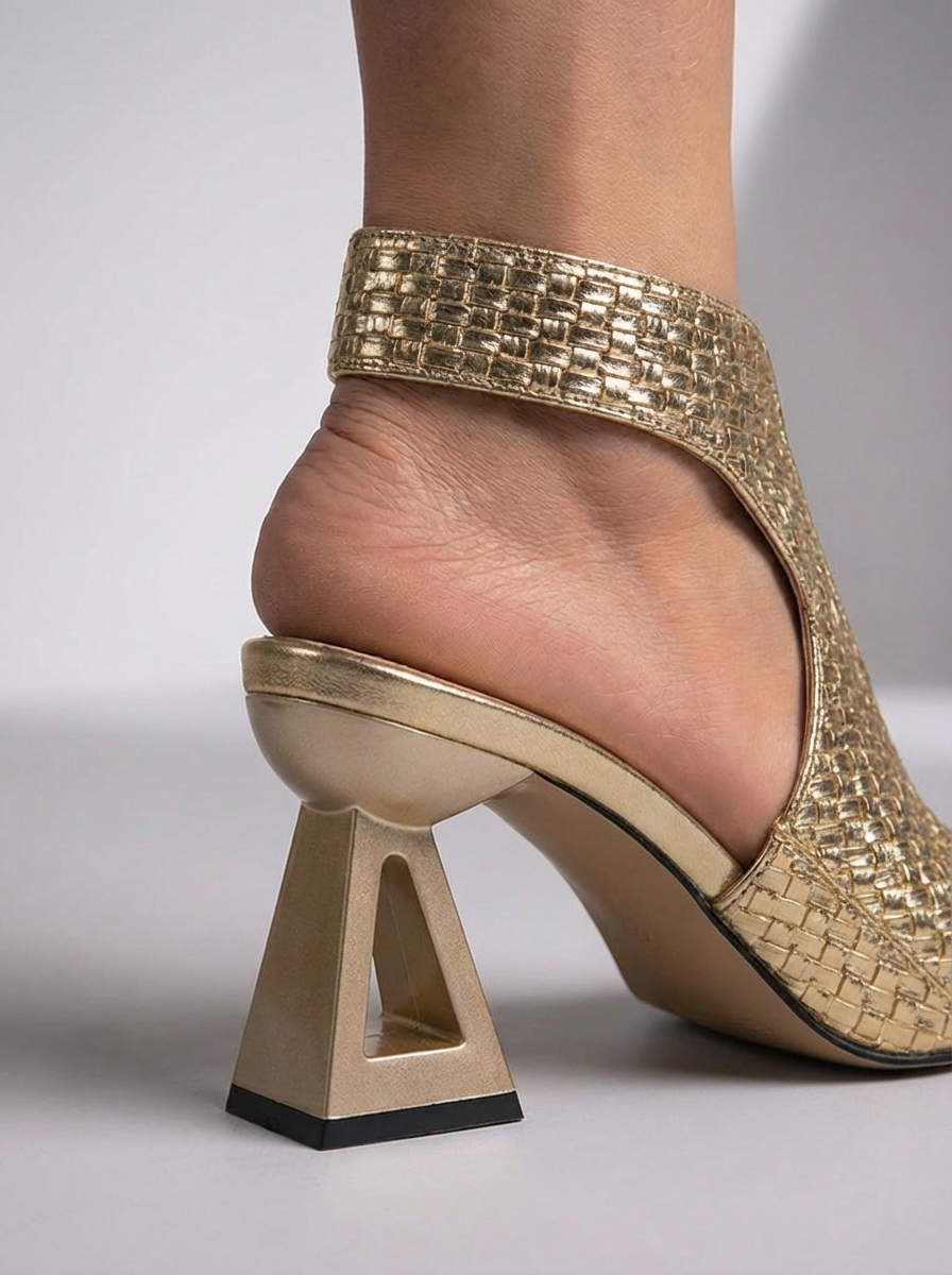 Graciela - Sandalia Elegante Trenzada de Tacón Geométrico
