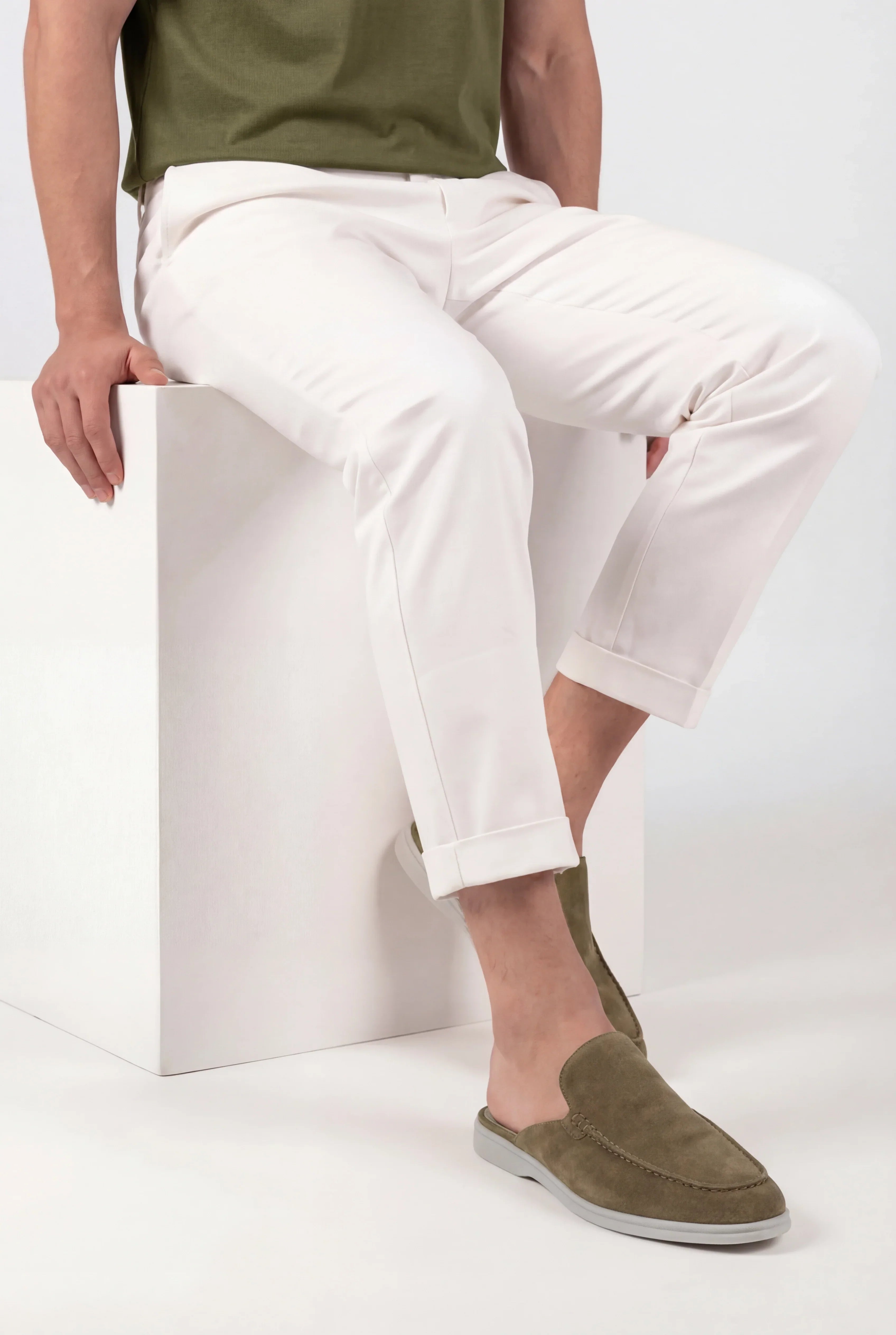 Mateo - Mocasín de Ante Verde Oliva