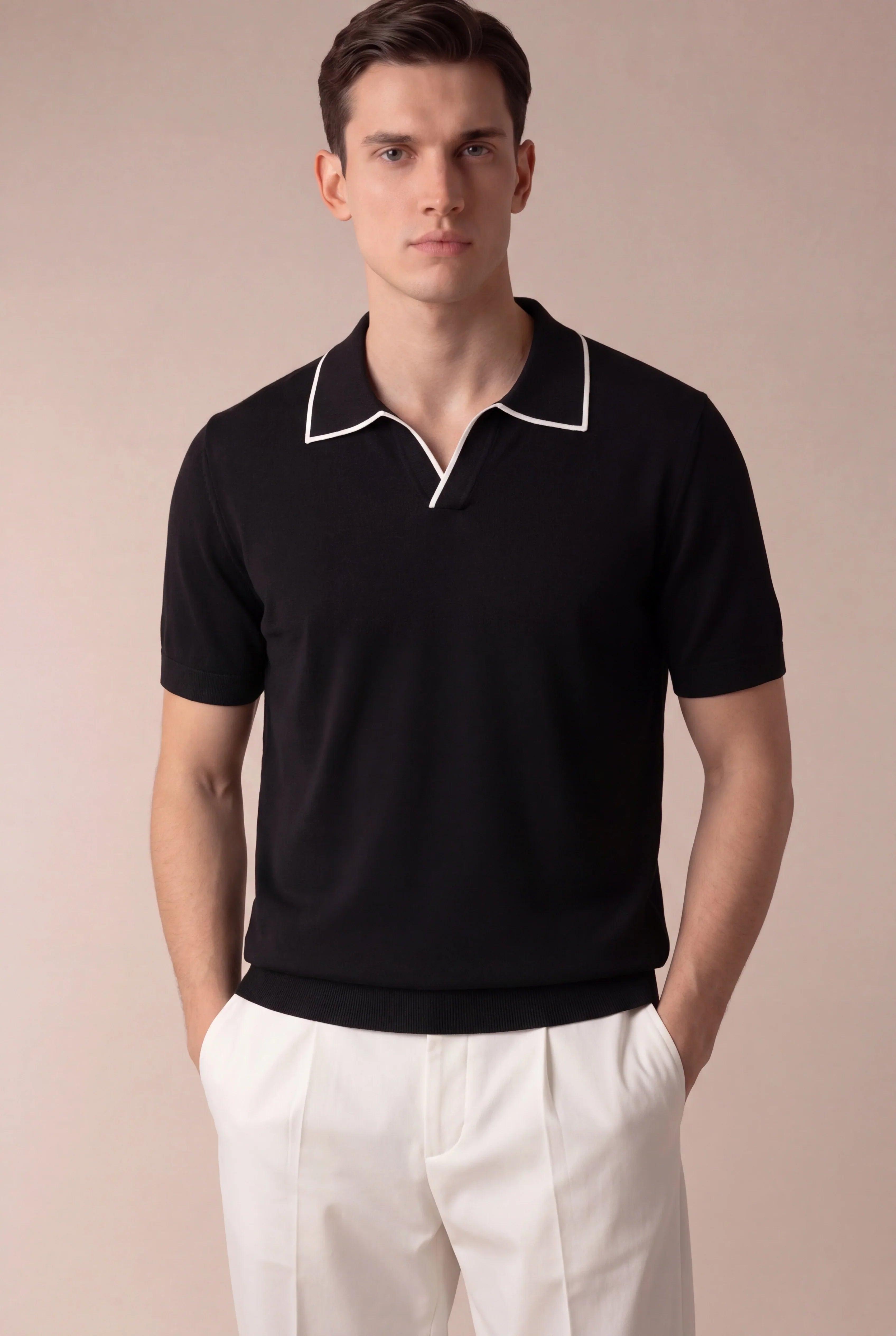 Vicente - Polo negro sin botones