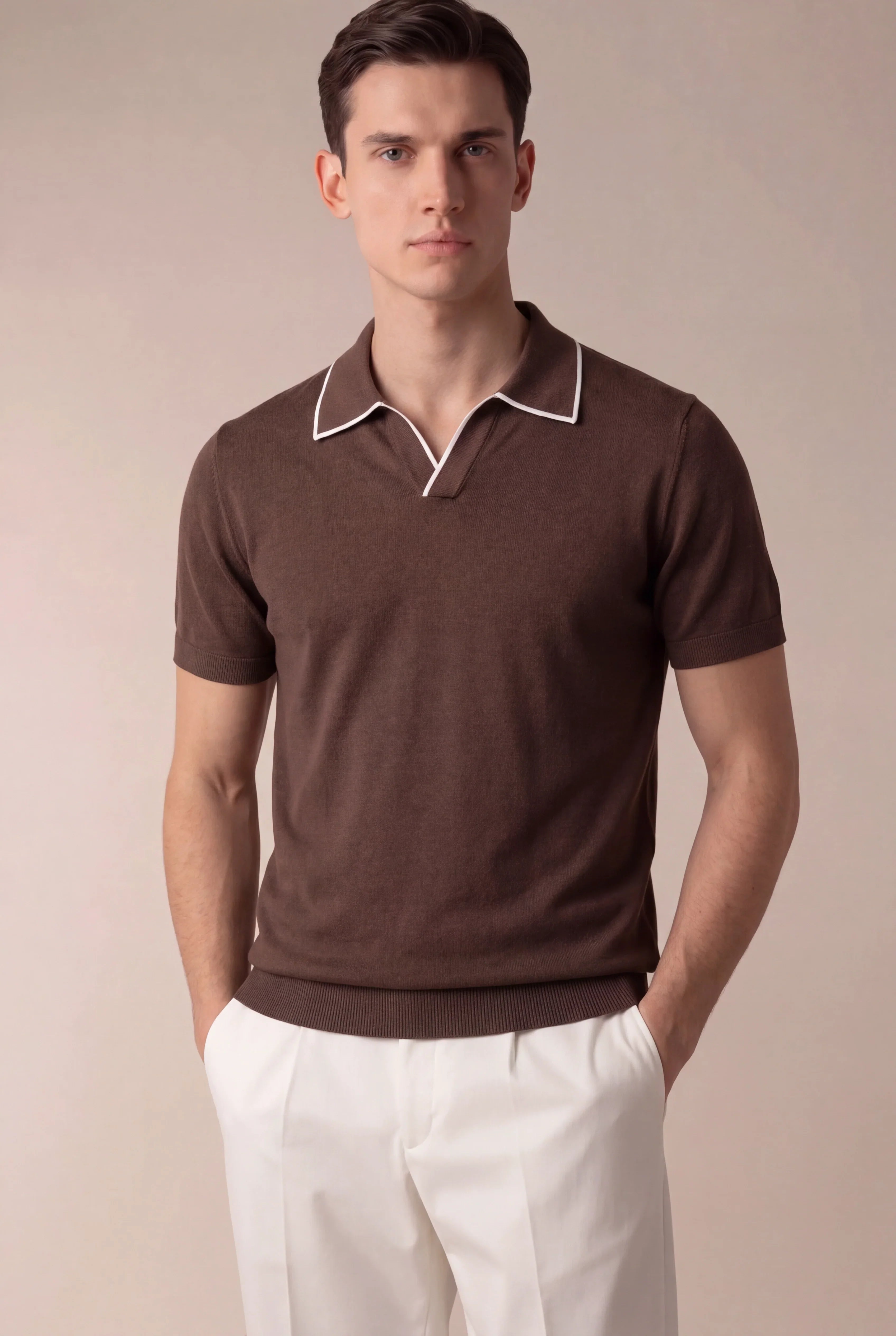 Walter - Polo marrón sin botones