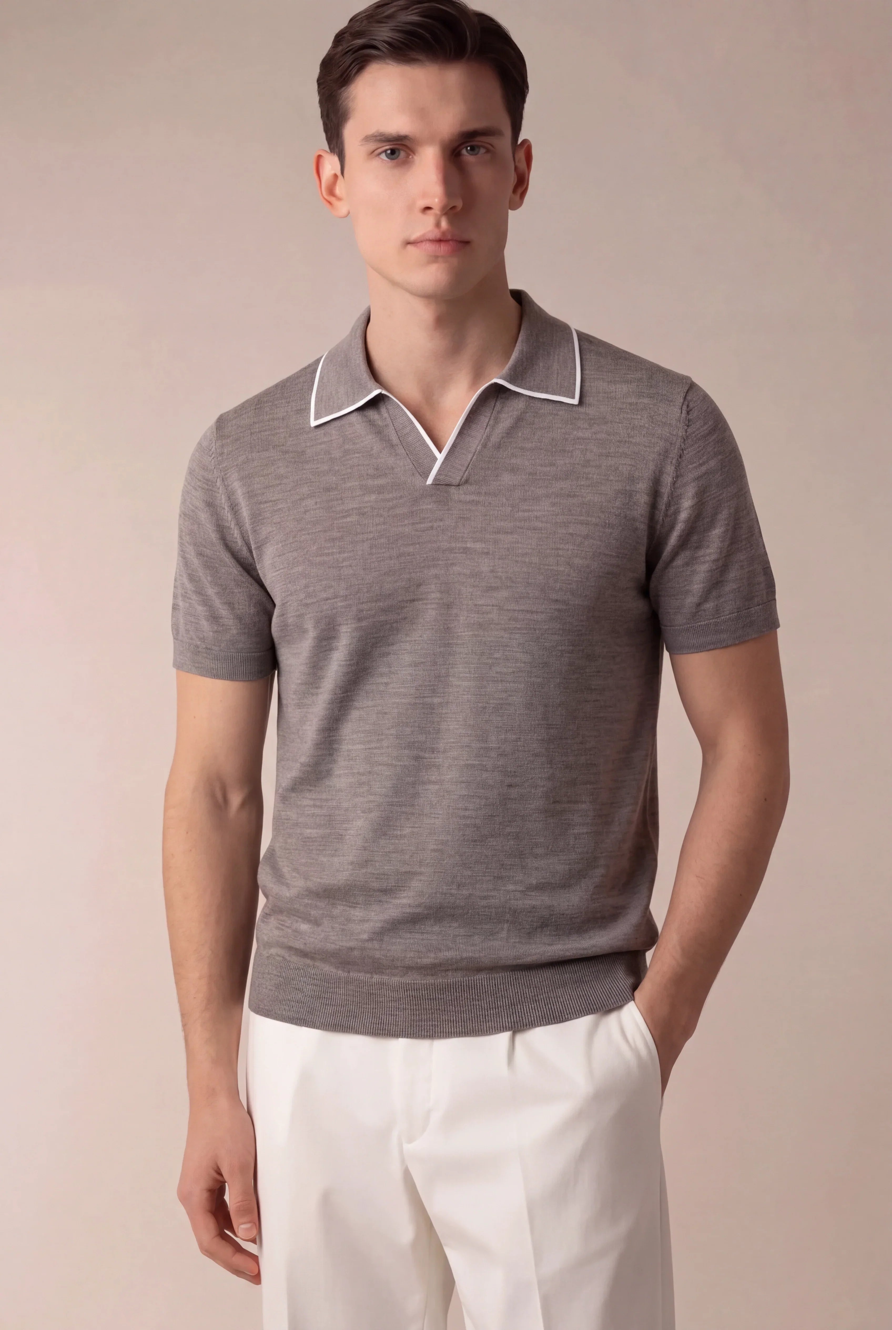 Samuel - Polo color topo claro sin botones