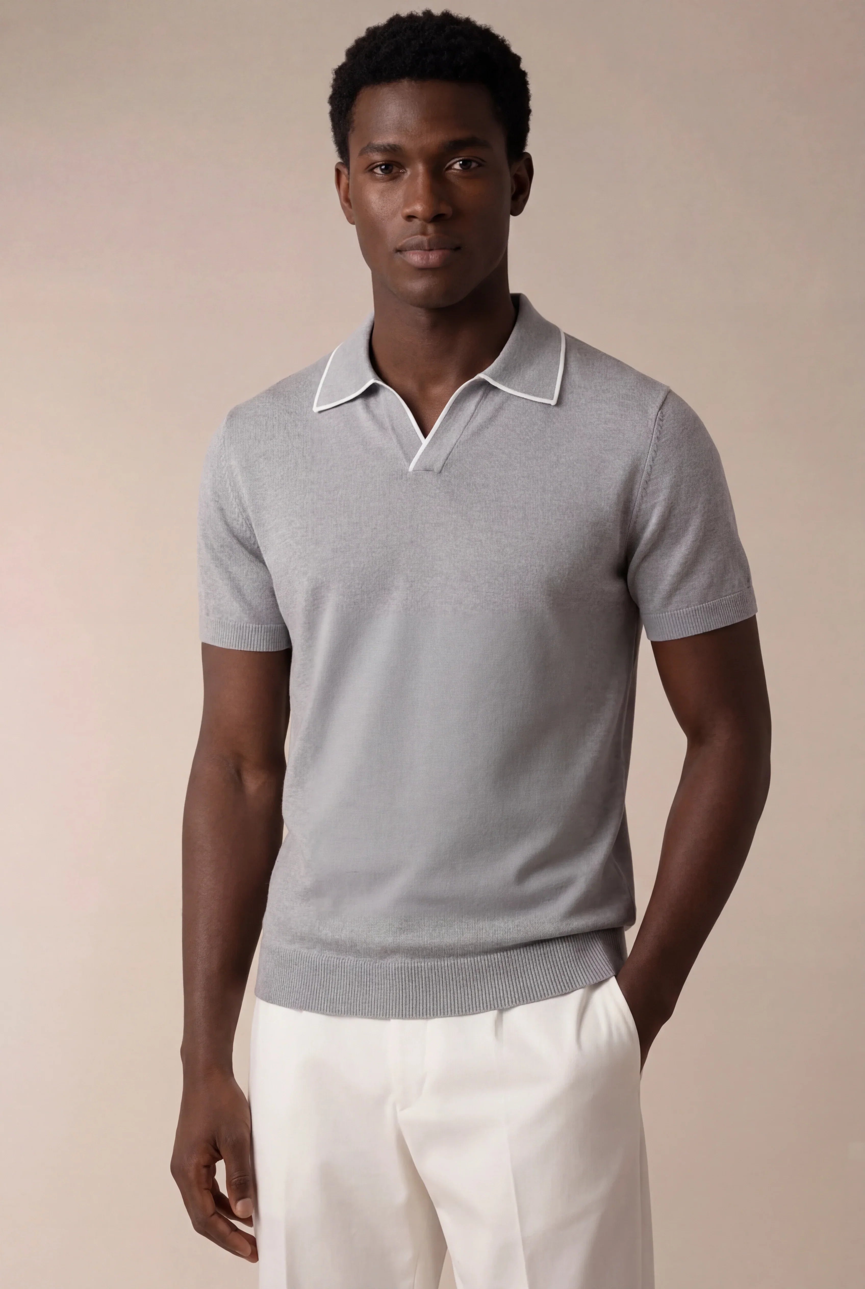 Raul - Polo gris claro sin botones
