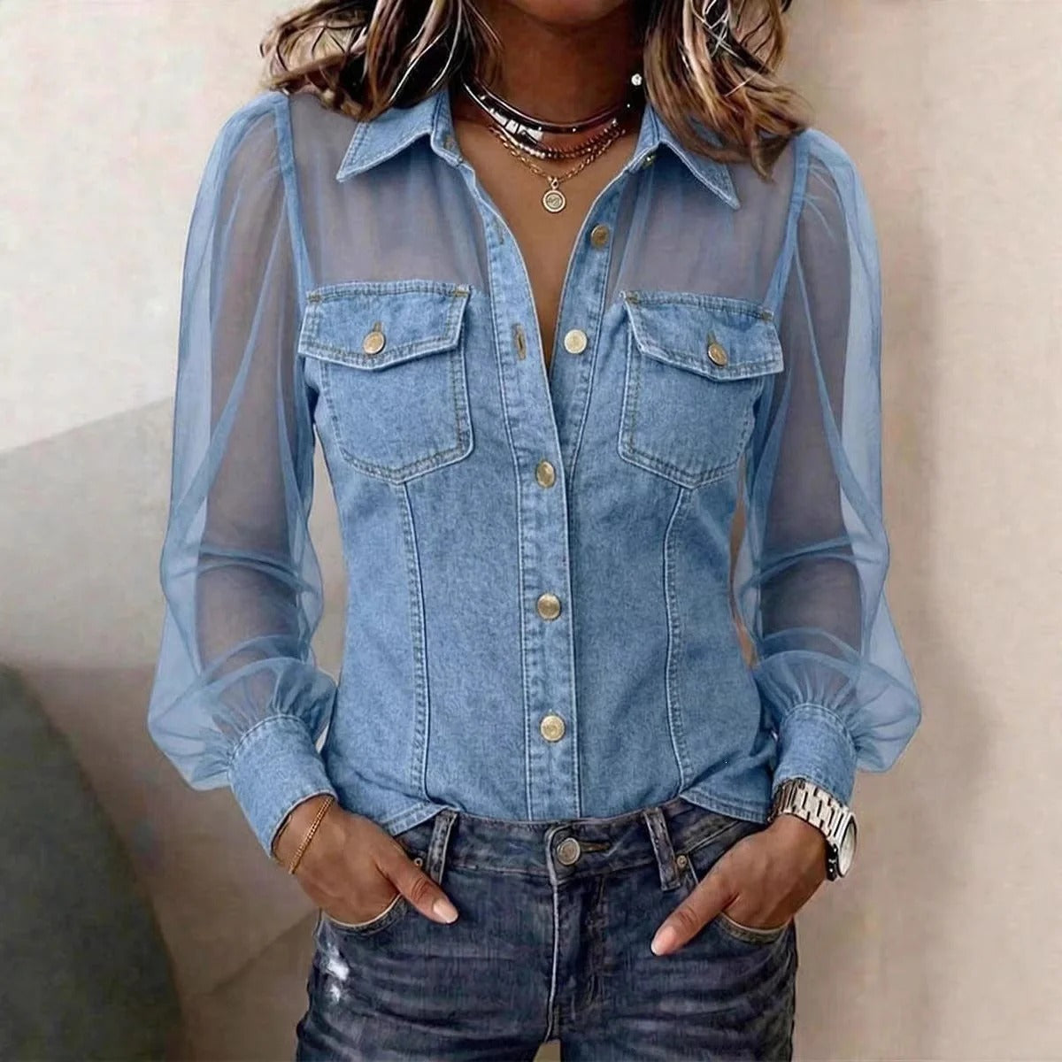 Celeste - Blusa Informal De Mujer