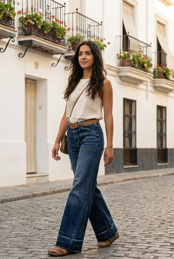 Yamila - Pantalón campana Lumi